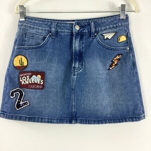 PACSUN Denim Jean Mini Skirt With Patches Size 27